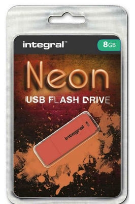 Flash disk 8 GB INTEGRAL Neon USB 2.0, barva oranžová - 1