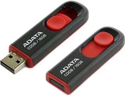 Flash disk 16 GB Adata C008 USB 2.0, barva černá / červená - 1