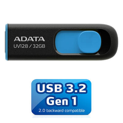 Flash disk 32 GB Adata UV128 Gen 1, USB 3.2, modrý
