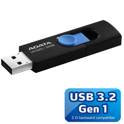 Flash disk 32 GB Adata UV320 USB 3.2, barva černá / modrá