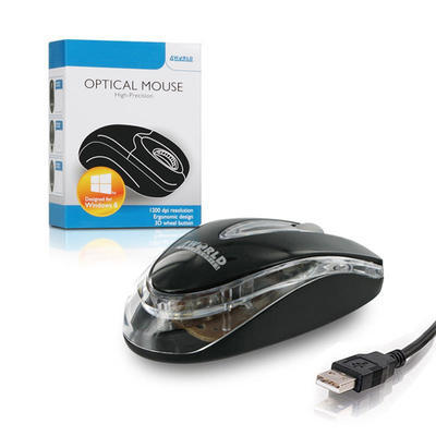 4World optická myš BASIC1, USB, 1200 DPI, černá + bezbarvá, 3 tlačítka - 1