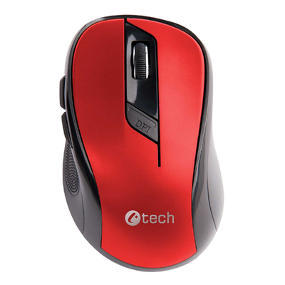 C-TECH bezdrátová optická myš WLM-02R, 1600 DPI, černo-červená, 6 tlačítek - 1