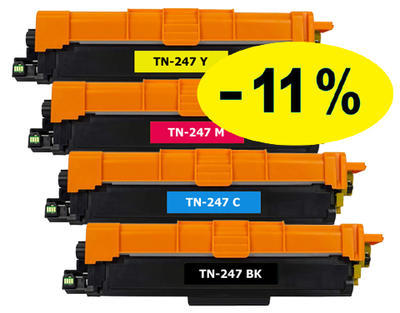 ** Sada 4 tonerů CMYK kompatibilní s Brother TN-247 se slevou 11 % !!