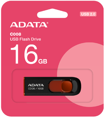 Flash disk 16 GB Adata C008 USB 2.0, barva černá / červená - 2