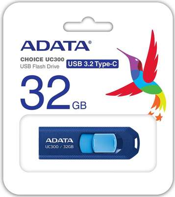 Flash disk 32 GB Adata UC300 USB 3.2, barva modrá, typ konektoru USB-C - 2