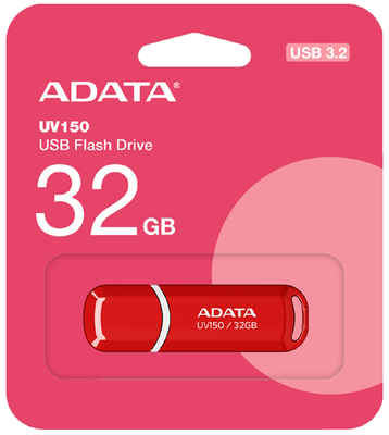 Flash disk 32 GB Adata UV150 USB 3.2, barva perleťová karmínově červená - 2